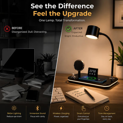 3-in-1 Wireless Charging Desk Lamp – Adjustable LED Reading Light