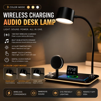 3-in-1 Wireless Charging Desk Lamp – Adjustable LED Reading Light