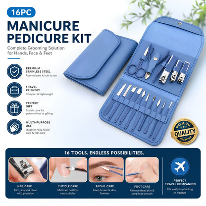 16-Piece Professional Manicure & Pedicure Kit – Complete Nail Care Set