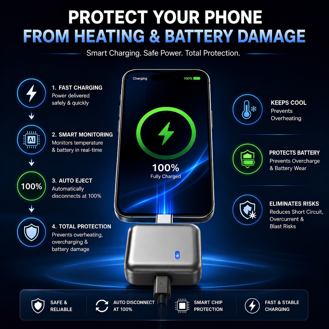 Ai Auto Eject 140W Type-C Charger - 100% Auto Disconnect & Battery Protection