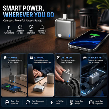 Ai Auto Eject 140W Type-C Charger - 100% Auto Disconnect & Battery Protection