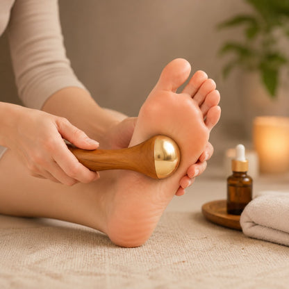 Double Sided Kansa Wand Facial & Foot Massager - Helps Reduce Toxins & Boost Circulation