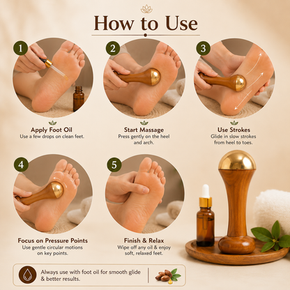 Double Sided Kansa Wand Facial & Foot Massager - Helps Reduce Toxins & Boost Circulation
