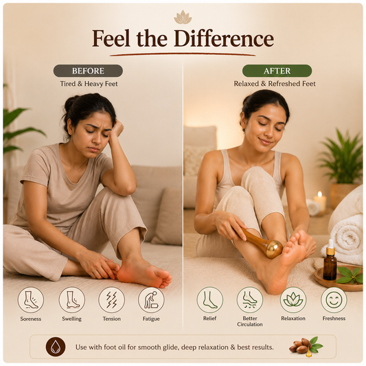 Double Sided Kansa Wand Facial & Foot Massager - Helps Reduce Toxins & Boost Circulation