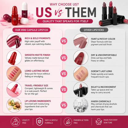 Mini Capsule Lipstick Pack (18 Pcs) – Smooth, Hydrating & Portable