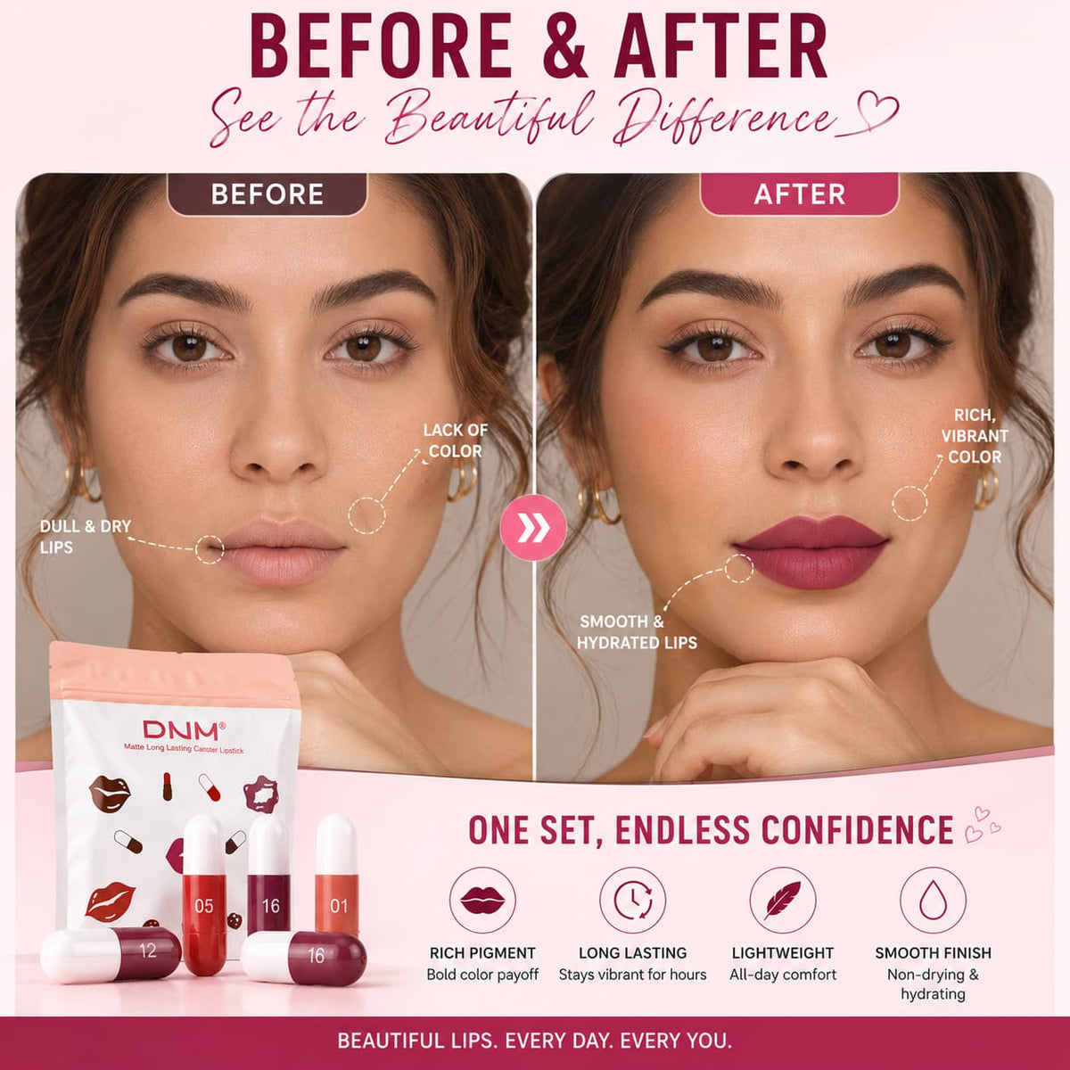 Mini Capsule Lipstick Pack (18 Pcs) – Smooth, Hydrating & Portable